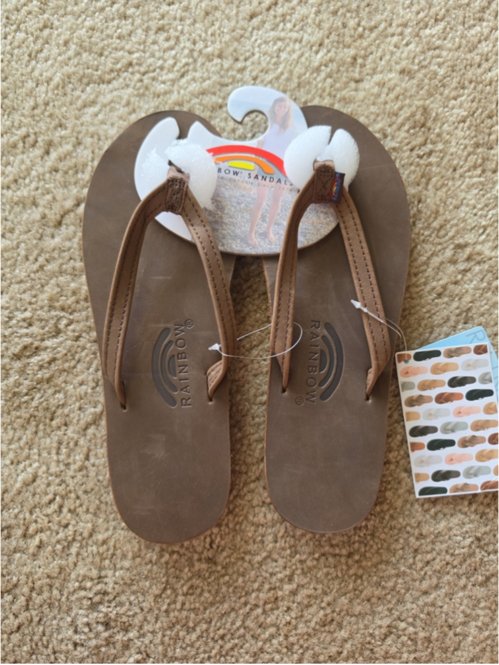 Rainbow Leather Single Layer Narrow Strap Sandal Women's Expresso- 7.5-8.5